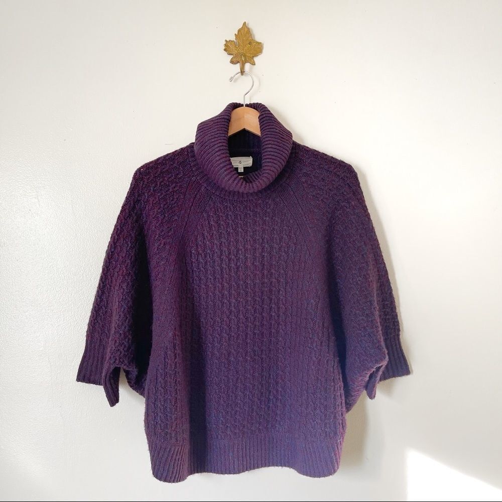 Anthropologie Lou & Grey Purple Marled Turtle Neck Sweater NWOT oversized XS